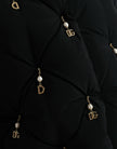 Black Embellished Quilted Shell Bomber Jacket