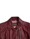 Bordeaux Leather Biker Coat Lambskin Jacket
