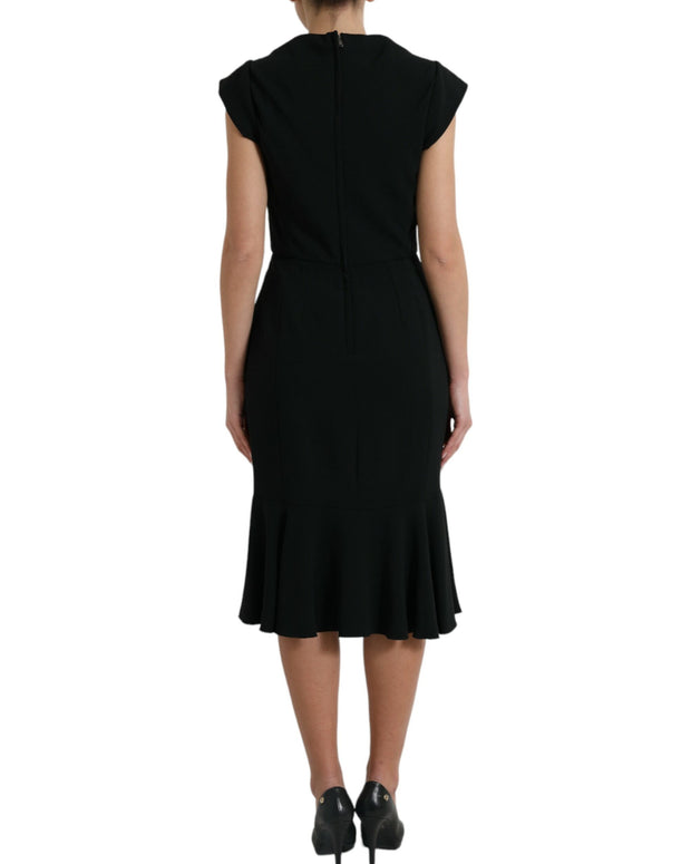Black Cady Viscose Sleeveless Dress