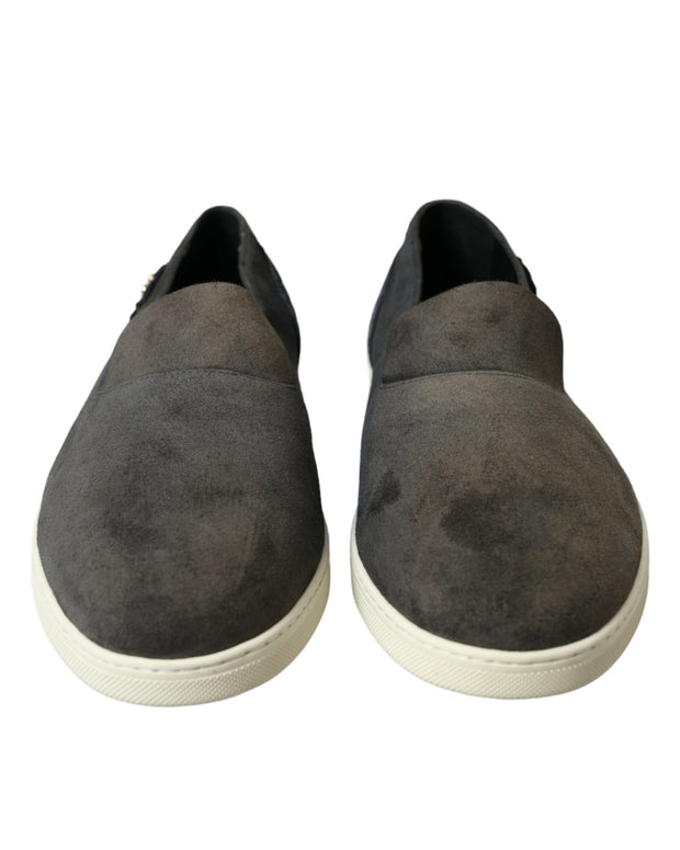 Blue Suede Caiman Men Loafers Slippers Shoes
