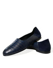 Elegant Blue Crocodile Leather Loafers