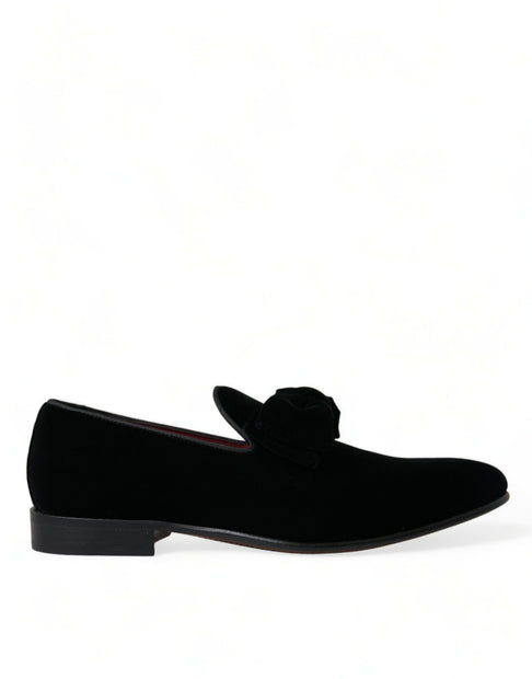 Elegant Black Velvet Loafers - Men's Luxury Footwear