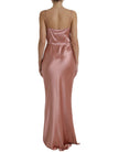 Pink Silk Spaghetti Straps Long Gown Dress