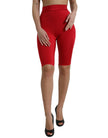 Red Stretch High Waist Cropped Leggings Pants