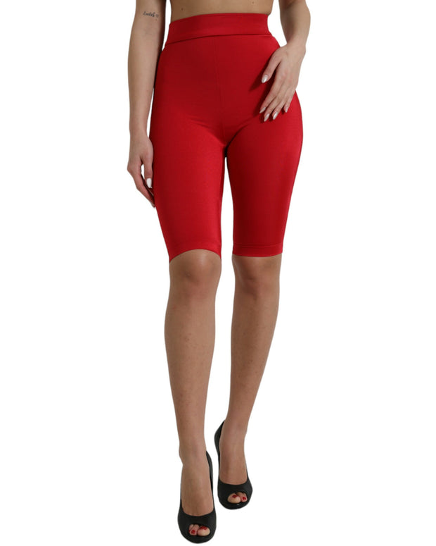 Red Stretch High Waist Cropped Leggings Pants