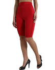 Red Stretch High Waist Cropped Leggings Pants