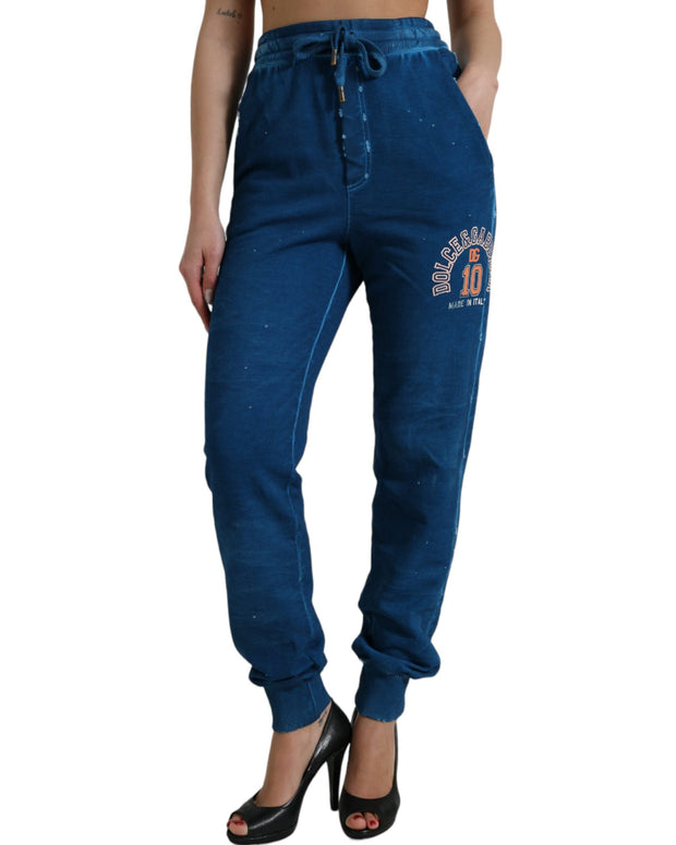 Blue Logo Cotton Jogger Sweatpants Pants