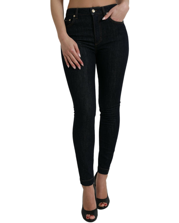 Blue Cotton Stretch Denim Skinny Jeans