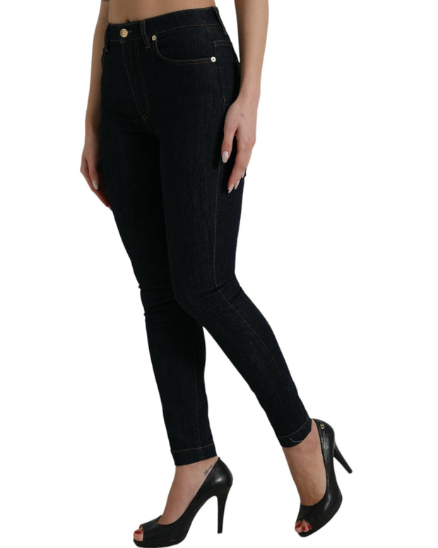 Blue Cotton Stretch Denim Skinny Jeans