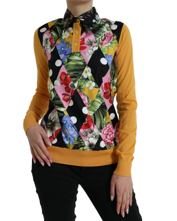 Multicolor Patchwork Cashmere Henley Sweater