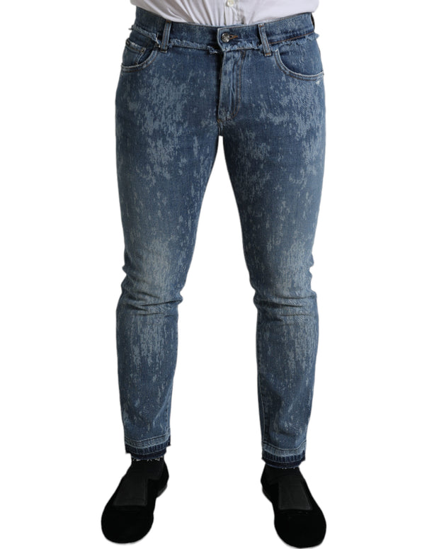 Blue Washed Skinny Cotton Stretch Denim Jeans