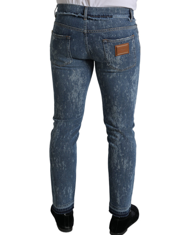 Blue Washed Skinny Cotton Stretch Denim Jeans