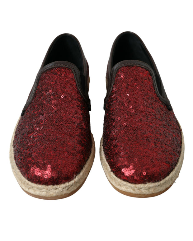 Red Sequined Loafers Slippers Men Shoes