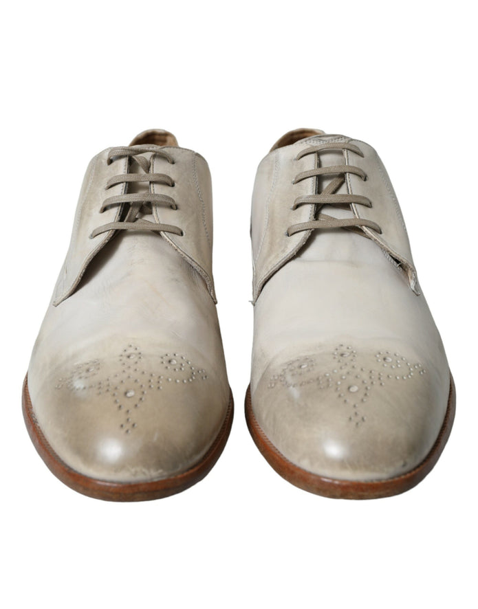 Elegant White Calfskin Derby Shoes