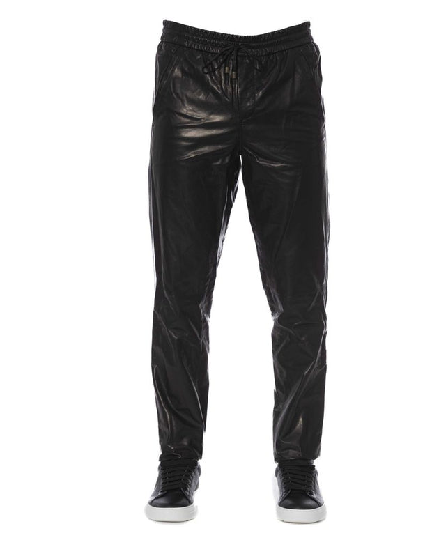 Sleek Black Leather Trousers for Men