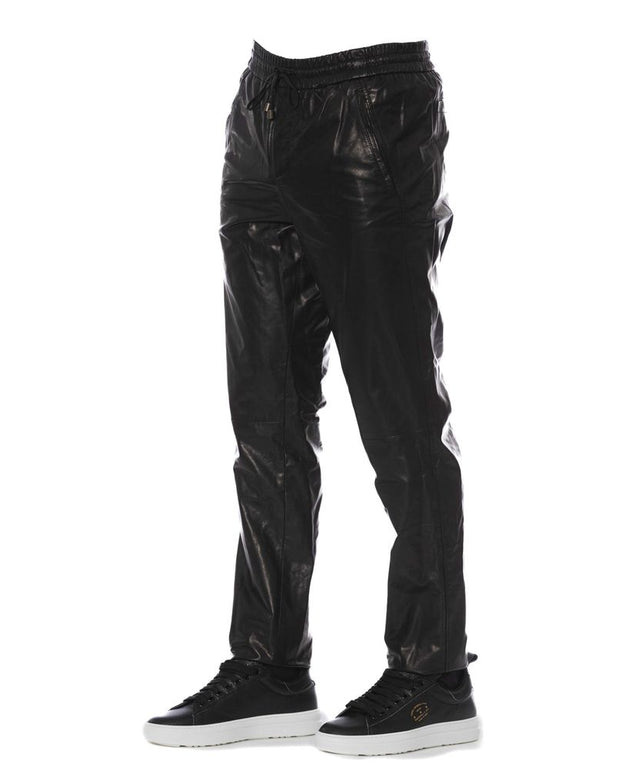 Sleek Black Leather Trousers for Men