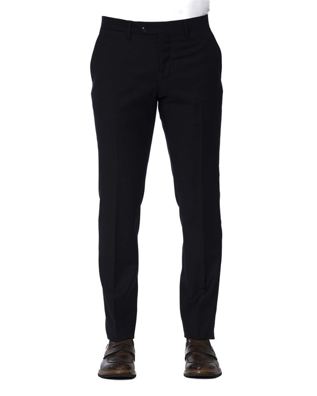Blue Wool Men Trouser