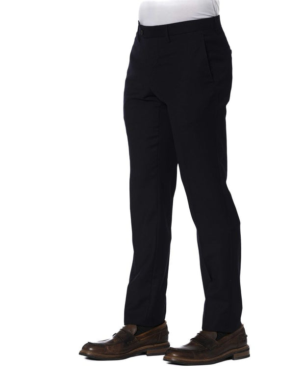 Blue Wool Men Trouser