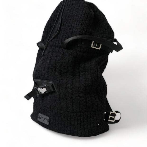 Elegant Tricot Wool-Blend Backpack in Black