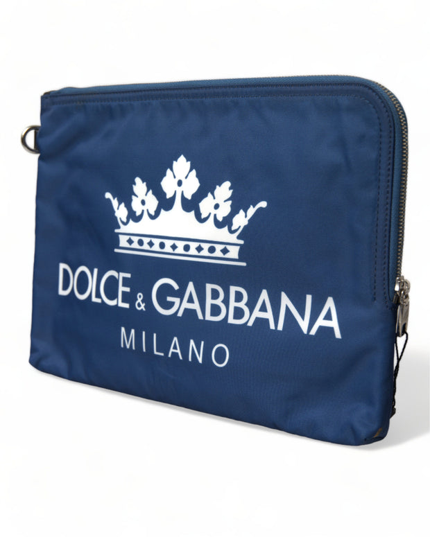 Blue DG Milano Print Nylon Pouch Clutch Men Bag