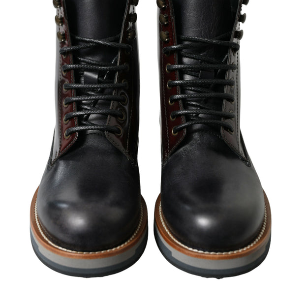 Elegant Bi-Color Leather Boots