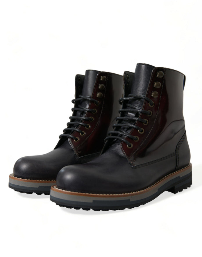 Elegant Bi-Color Leather Boots