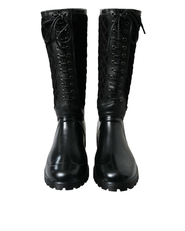 Black Chioggia Rubber Suede Rain Boots Shoes