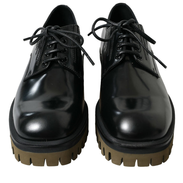 Elegant Black Leather Derby Dress Shoes