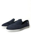 Elegant Blue Suede Leather Loafers