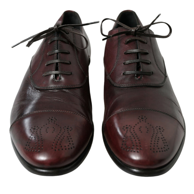 Elegant Burgundy Leather Derby Shoes