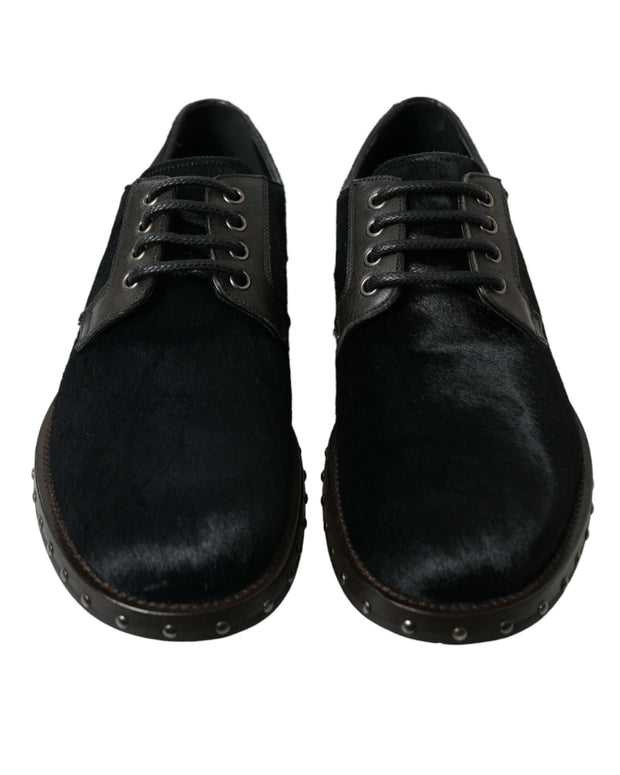 Black Stable Fur Derby SAN PIETRO Dress Shoes