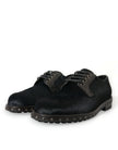 Elegant Black Calf Fur Derby Shoes