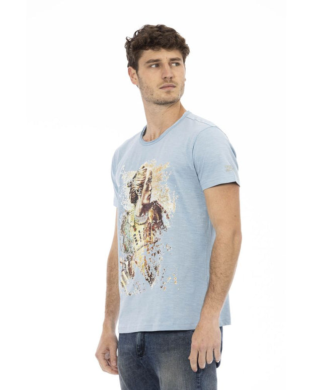 Light Blue Cotton Men T-Shirt