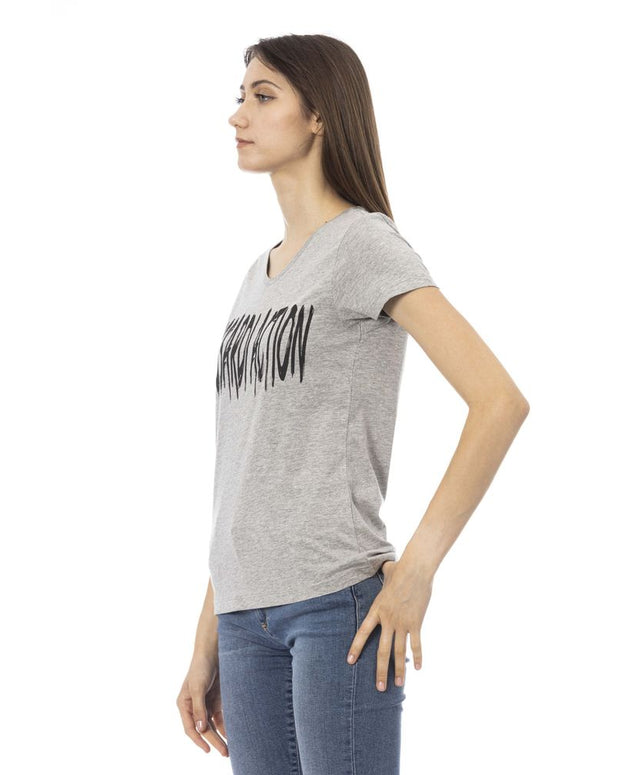 Gray Cotton Women T-Shirt