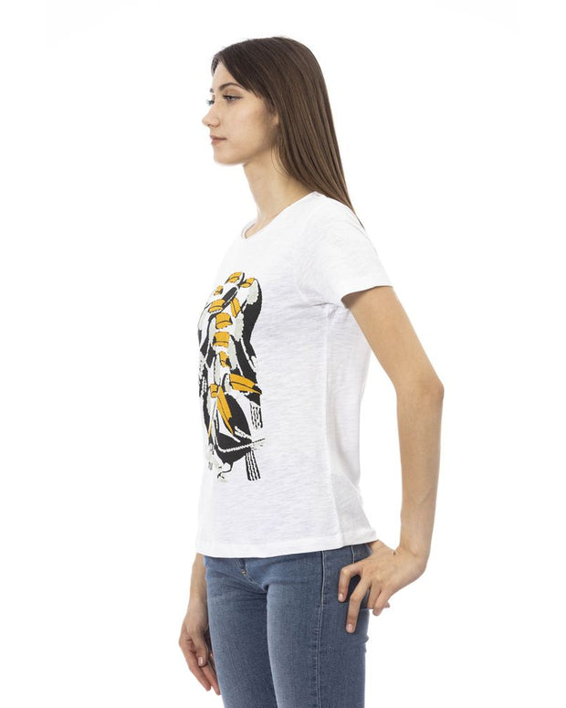 White Cotton Women T-Shirt