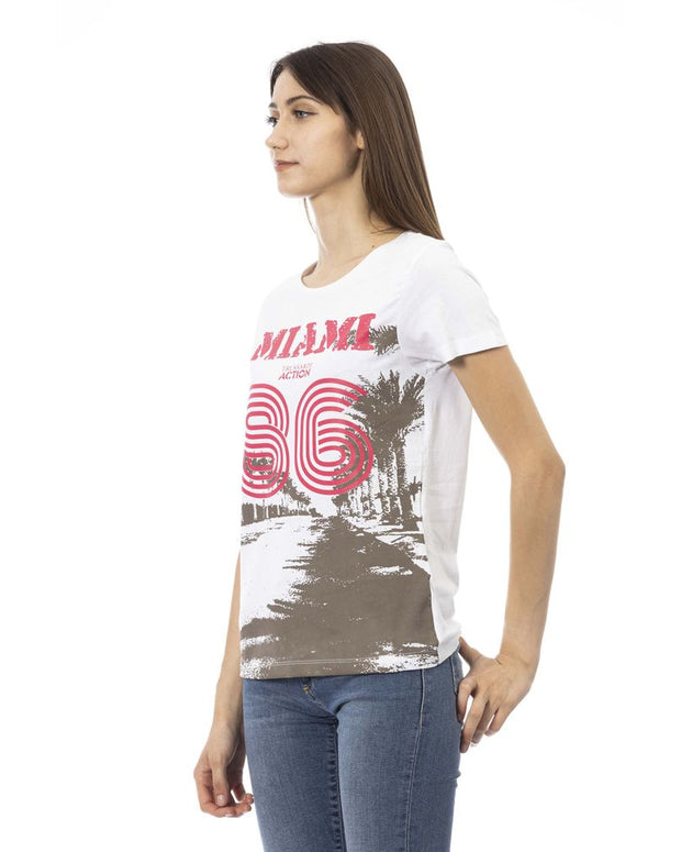 White Cotton Women T-Shirt