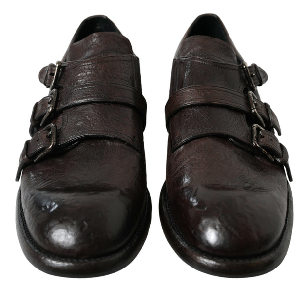 Elegant Triple Buckle Leather Dress Shoes