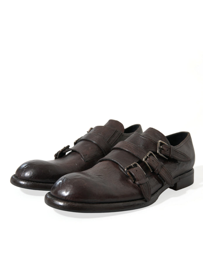 Elegant Triple Buckle Leather Dress Shoes