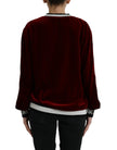 Bordeaux Velvet Round Neck Pullover Sweater