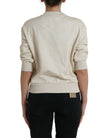 Beige Jungle Printed Cotton Pullover Sweater