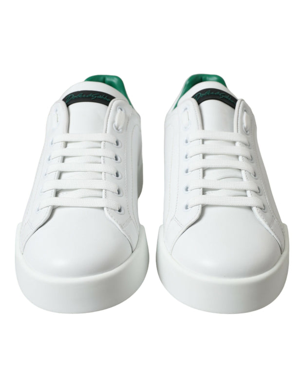 White Green Leather Portofino Sneakers Shoes