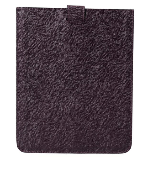 Dark Brown Leather Logo Plaque Cover Sleeve Tablet Case