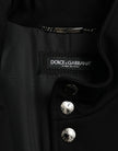 Black Rayon Buttoned Vest Logo Jacket