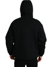 Black Cotton Hooded Logo Bomber Jacket