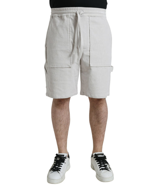 Beige Cotton Corduroy Men's Bermuda Shorts