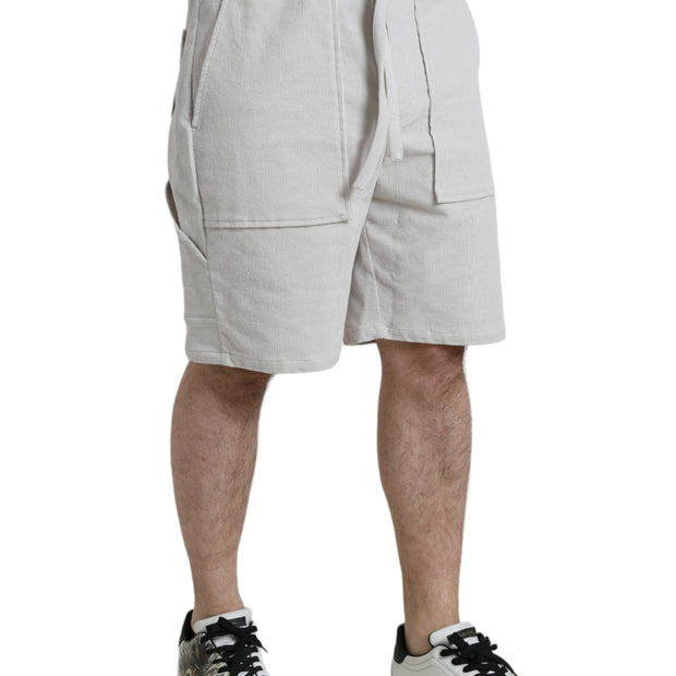 Beige Cotton Corduroy Men's Bermuda Shorts