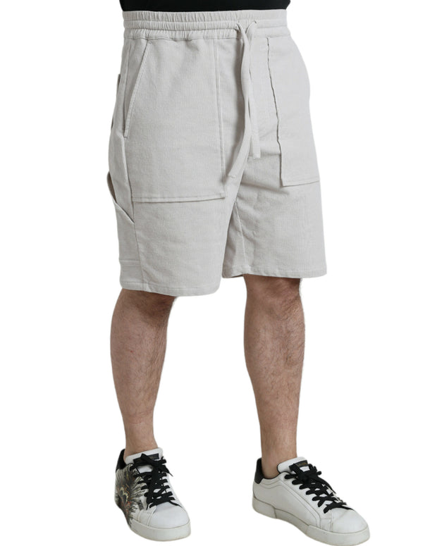 Beige Cotton Corduroy Men's Bermuda Shorts