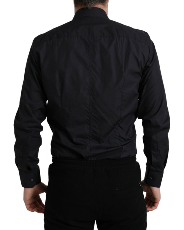Navy Blue Cotton Collared Formal Dress Shirt