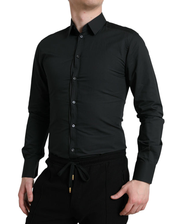 Black Cotton Silk Formal GOLD Dress Shirt
