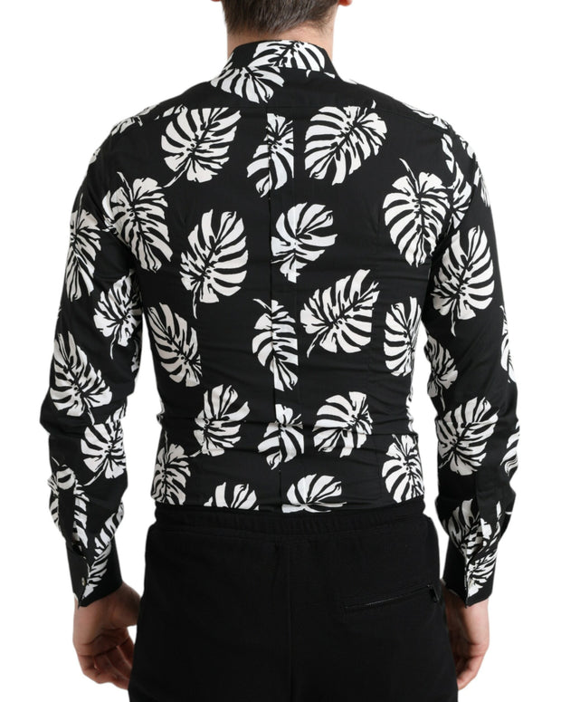 Black Leaf Cotton Men Formal GOLD Dress Shirt